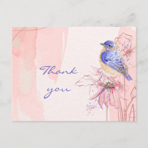 Danke Watercolor Blaue Vogel Vogelgarten Postkarte