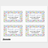 Danke Watercolor Dinosaur Pattern Baby Dusche Rechteckiger Aufkleber (Blatt)