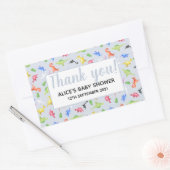 Danke Watercolor Dinosaur Pattern Baby Dusche Rechteckiger Aufkleber (Umschlag)