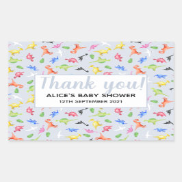 Danke Watercolor Dinosaur Pattern Baby Dusche Rechteckiger Aufkleber