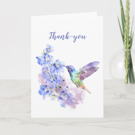 Danke Watercolor-Kolibri-Blumenkunst (Vorderseite)
