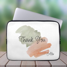 Danke Watercolor Pfirsich und Grün Benutzerdefinie