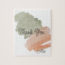 Danke Watercolor Pfirsich und Grün Benutzerdefinie