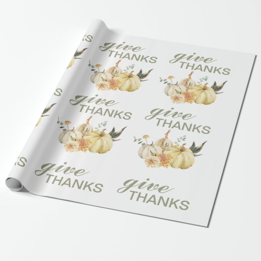 Danke Watercolor Pumpkin Geschenkpapier (Ungerollt)
