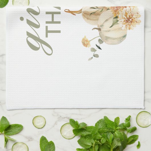 Danke Watercolor Pumpkin Geschirrtuch (Gefaltet)