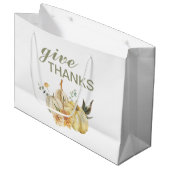 Danke Watercolor Pumpkin Große Geschenktüte (Vorderseite Schrägansicht)
