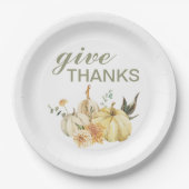 Danke Watercolor Pumpkin Pappteller (Vorderseite)