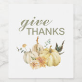 Danke Watercolor Pumpkin Weinetikett (Einzelnes Label)