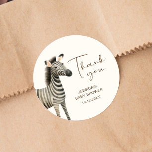 Danke Watercolor-Zebra-Baby-Party Runder Aufkleber