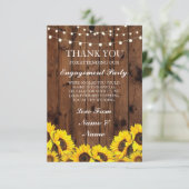 Danke Wedding rustikale hölzerne Sonnenblume-Karte (Stehend Vorderseite)