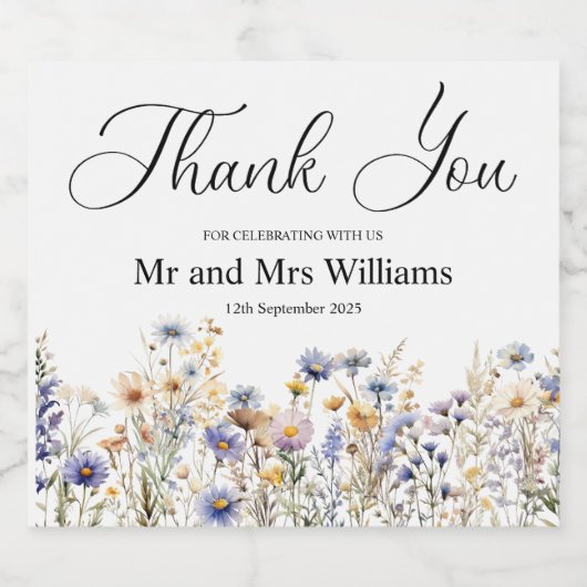 Danke, Wedding Schaumweinetikett (Einzelnes Label)