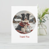 Danke Weihnachten Border Collie Dog Snowman (Stehend Vorderseite)