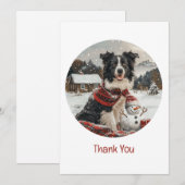 Danke Weihnachten Border Collie Dog Snowman (Vorne/Hinten)