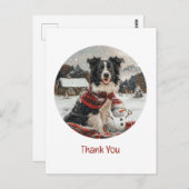 Danke Weihnachten Border Collie Dog Snowman Postkarte (Vorne/Hinten)