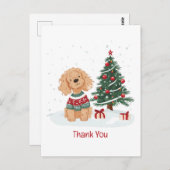 Danke Weihnachten Goldendoodle Dog Postkarte (Vorne/Hinten)