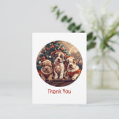 Danke Weihnachten Pit Bull Welpen Hunde Postkarte (Stehend Vorderseite)