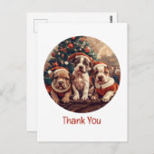 Danke Weihnachten Pit Bull Welpen Hunde Postkarte (Vorne/Hinten)