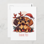 Danke Weihnachts-Dachshund-Hunde Postkarte (Vorne/Hinten)