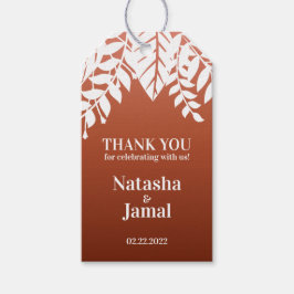 Danke! Weiße Blätter, Rot Terracotta Geschenkanhänger