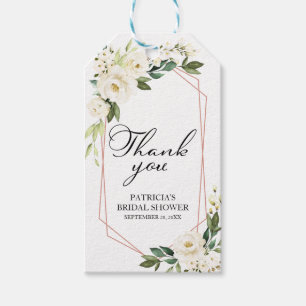 Danke - Weiße Blumen Grünzeug Geometrisches Gesche Geschenkanhänger