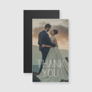 Danke, weiße Typografie Hochzeitsfoto Magnet