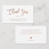 Danke | Weißes und Rose Gold Kleine Unternehmen Visitenkarte (Vorne/Hinten)