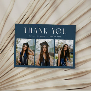 Danke Whimsical Navy Blau Abschlussfoto Ankündigung