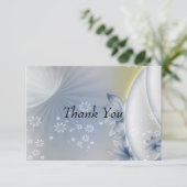Danke, White Blue Flowers Card Dankeskarte (Stehend Vorderseite)
