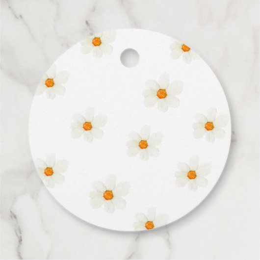 Danke White Daisy | Script Baby Dusche Geschenkanhänger (Rückseite)