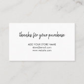 Danke White | Moderne Minimalistische Handschrift Rabattkarte (Rückseite)