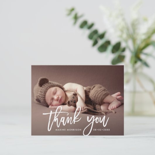 Danke | White Pinsel Postkarte (Stehend Vorderseite)