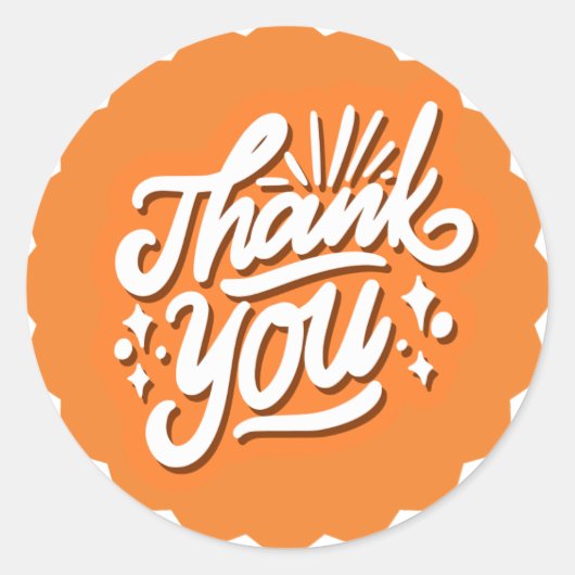 Danke White über Orange Runder Aufkleber (Vorderseite)