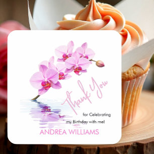 Danke, Wild Orchid Flower Blossoms 50. Geburtstag Quadratischer Aufkleber
