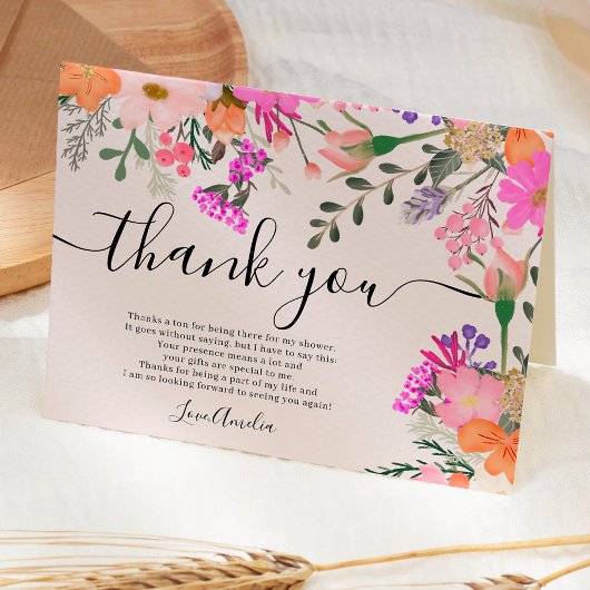 Danke, wilde Blume Pastellfeder-Dusche Dankeskarte
