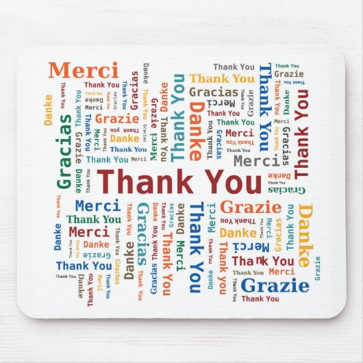 Danke, Wolke in 5 mehrfarbigen Sprachen abzufassen Mousepad (Vorne)