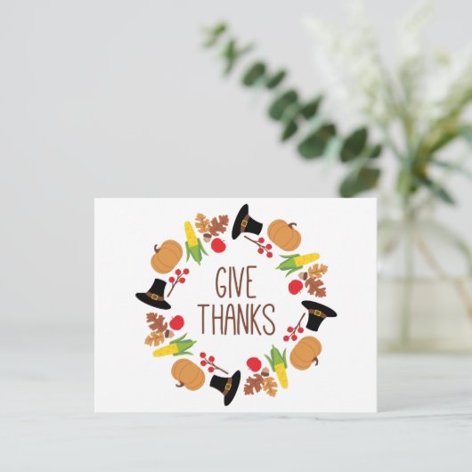 Danke Wreath Postkarte (Stehend Vorderseite)