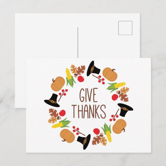 Danke Wreath Postkarte (Vorne/Hinten)