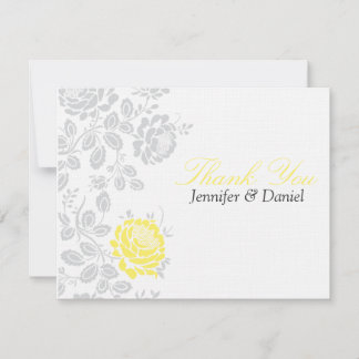 Danke, Yellow und Grau Damask Mitteilungskarte