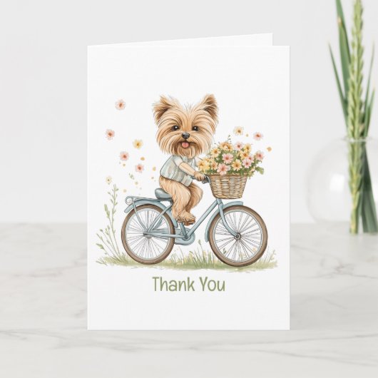 Danke Yorkie Dog Biking Spring Flowers (Vorderseite)