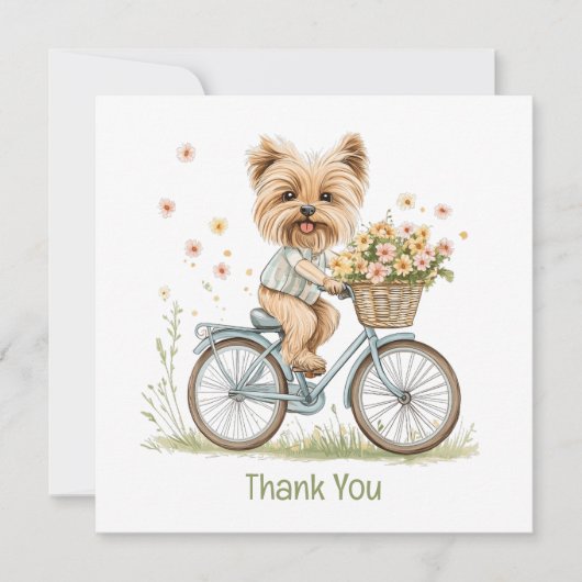 Danke Yorkie Dog Biking Spring Flowers (Vorderseite)