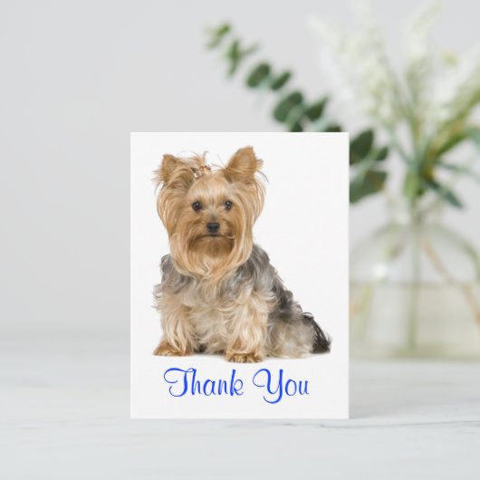 Danke Yorkshire Terrier Puppy Dog Postcard Postkarte (Stehend Vorderseite)