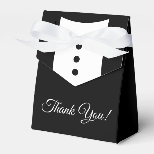 Danke You Tuxedo Gastgeschenk Hochzeit Box Geschenkschachtel (Vorderseite)