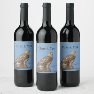 Danke Young Hawk Beautiful Wild Raptor Bird Weinetikett