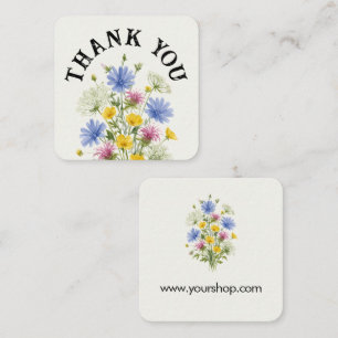 Danke, zarte bunte Wasserfarbe-Wildblumen Quadratische Visitenkarte