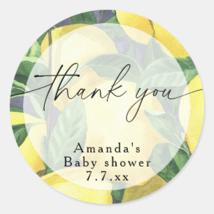 Danke - Zitrone - Baby Shower Runder Aufkleber