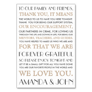 Danke zu wedding Gästen