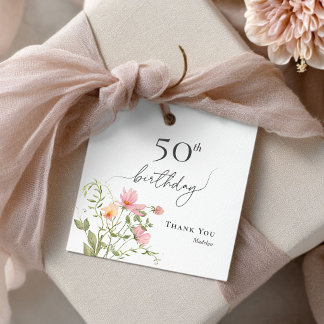 Danke zum 50. Geburtstag Feminine Wilde Blume Geschenkanhänger