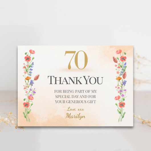 Danke zum 70. Geburtstag mit sanften Wildblumen