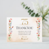 Danke zum 75. Geburtstag mit sanften Wildblumen (Stehend Vorderseite)