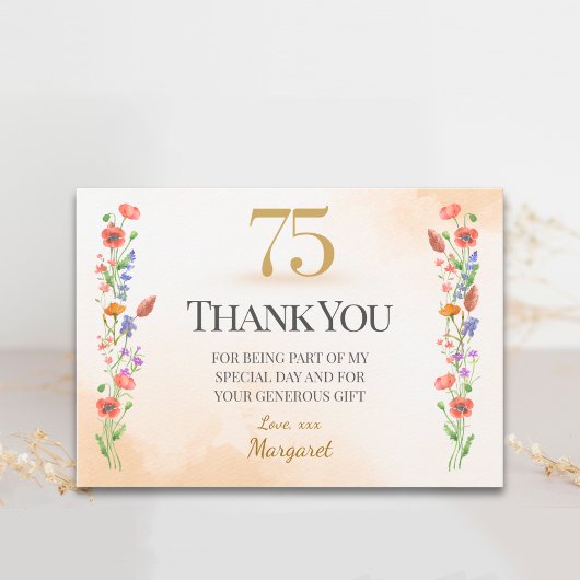 Danke zum 75. Geburtstag mit sanften Wildblumen